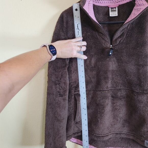 North Face Jacket Womens Large brown pink‎ 1/4 Zip Sherpa Texture Fleece Fuzzy - Picture 10 of 12